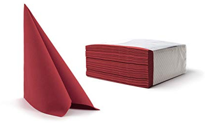 Alvotex Chic Airlaid Lot de 50 Serviettes en Tissu de qualité supérieure Bordeaux 40 x 40 cm