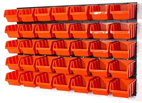 41 tlg. Wandregal Regal InBox Gr.4 orange Werkstatt Lochwand Stapelbox Steckregal