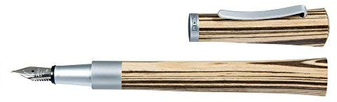 ONLINE Füller Newood, Füllfederhalter, natürliches Wawa-Holz braun, Irdium-Feder M (mittel), für Standard-Tintenpatronen und Konverter, Metallclip, in Geschenkverpackung, 1 Stück