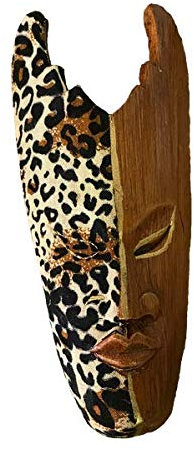 Woru Maske Batik bemalt 20 cm, Holz-Maske aus Bali, Wandmaske