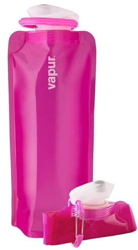 Vapur Bouteille souple pliable à large goulot avec mousqueton amovible, 652 g, magenta, 1 pièce