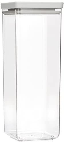 Brabantia tasty + bote apilable cuadrado de plástico transparente, 2.5L, tapa light grey