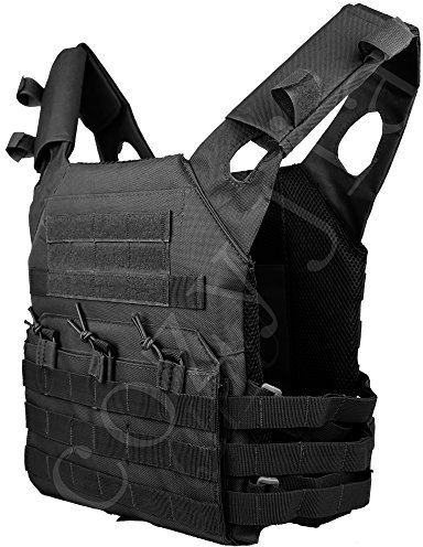 COZYJIA Taktische Weste, JPC Militär Molle Plate Carrier Jagd Weste für Outdoor Jagd Angeln Wandern Airsoft Krieg Spiel (Schwarz)