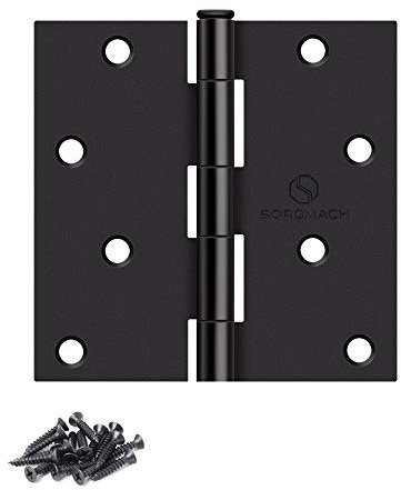 SORGMACH Door Hinges Oil Rubbed Bronze Hardware Hinges 4 Inch Square Black Interior Hinges for Doors 12 Pack