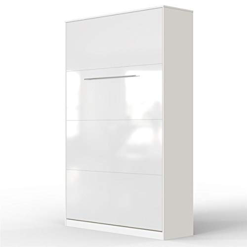 SMARTBett Schrankbett Standard Weiss/Weiss Hochglanzfront 120 Vertikal