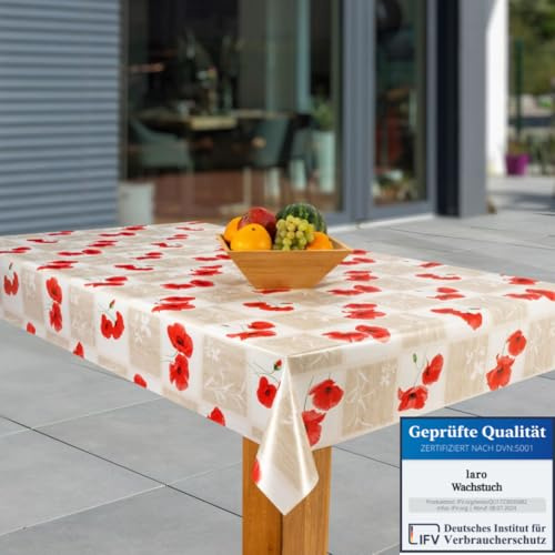 laro Wachstuch-Tischdecke Abwaschbar Garten-Tischdecke Wachstischdecke PVC Plastik-Tischdecken Eckig Meterware Wasserabweisend Abwischbar, Muster:Monblume, Größe:100x130