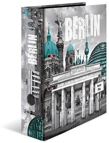 HERMA Ordner A4 Berlin Deutschland Set, 10 Stück, 7 cm breit, Kinder Ringordner mit Städte Motiv, bunter Aktenordner mit Innendruck für Jungen und Mädchen