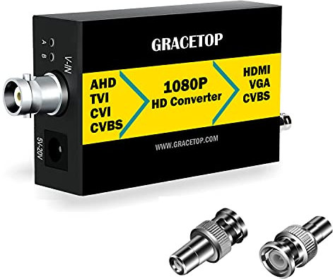 ABUNRO AHD zu HDMI Konverter, RCA zu HDMI Konverter 4-in-1 Composite CVBS TVI CVI AHD zu HDMI VGA CVBS BNC Konverter Unterstützt 1080P/4MP für Monitor HDTV DVRs