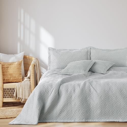 AmeliaHome Tagesdecke 200x220 cm Bettüberwürf zweiseitig Ultrasonic Ophelia | Steppung Polyester Silber
