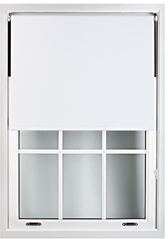 FURNISHED Roller Blinds Thermal Blackout Roller Blind - Trimmable Insulated UV Protection Child Safe Easy Fit Home Office Window Blinds, White, 110 cm Wide x 165 cm Long