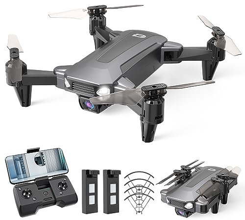 DEERC Drone for Kids with Camera 1080P HD FPV, D40 Foldable Mini Quadcopter for Beginners with Throw to Go, Altitude Hold, Voice Control, Trajectory Flight, Gesture Selfie, 3D Flips, 2 Batteries