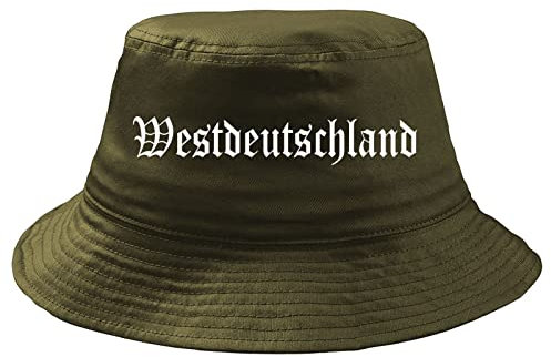 Generisch Westdeutschland Fischerhut - Oliv - Bedruckt - Bucket Hat Anglerhut OneSize-Druck: Weiss