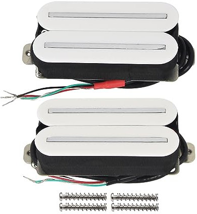 FLEOR Tonabnehmer mit hoher Ausgangsleistung Doppelte Hot-Rail-Humbucker-Tonabnehmer Steg- und Hals-Pickup-Set für E-Gitarre aus Keramik, weiß