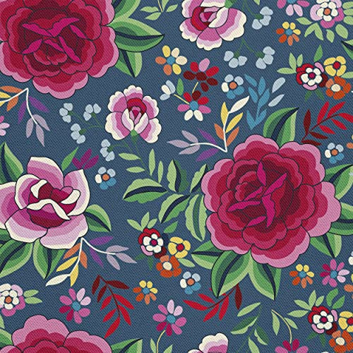 HEKO PANELS Stoff Oxford wasserdicht, Blumen, 1 Meter 155 x 100 cm | Dekostoffe zum Nähen und Handwerken, blickdichte Möbelstoffe, Nähstoffe DIY, als Meterware erhältlich
