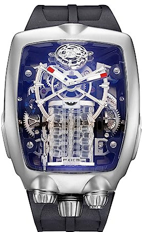 FEICE Herren Uhren Automatikuhr Skeleton Mechanische Unregelmäßiges Gehäuse Wasserdicht Schwarzes Kautschukarmband FM666