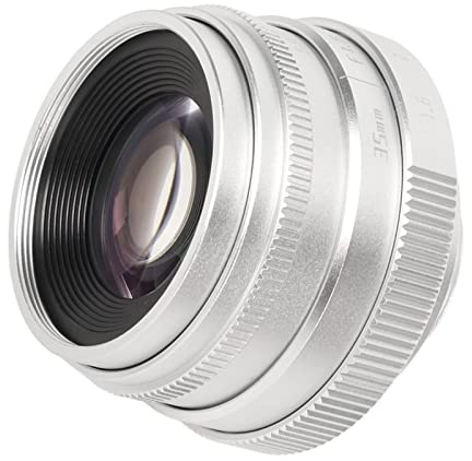 35 Mm F1,6 Festbrennweitenobjektiv mit Manueller Fokussierung und Großer Blende, C-Mount-Vollformat-Weitwinkelobjektiv für Spiegellose Kameras, Silber