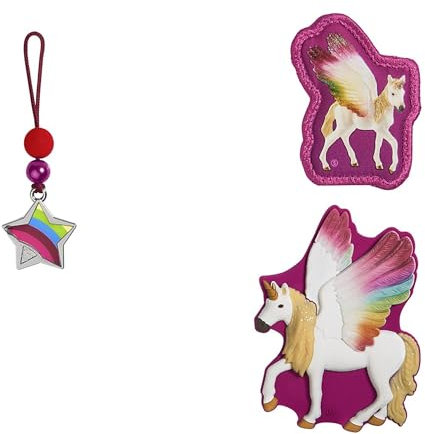 Step by Step Magic MAGS Schleich bayala® Regenbogeneinhorn, rosa, 3-TLG, 2 Magnet-Applikationen & 1 Anhänger,