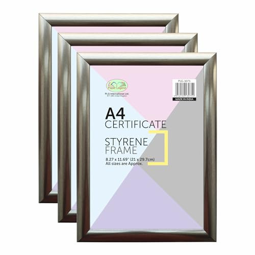 SET OF 3 - A4 Premium SILVER Photo Frame with Styrene Window Picture Frames 21 x 29.7 CM Portrait Landscape Wall Mountable or Tabletop Frame For Home, Office & Bedroom.