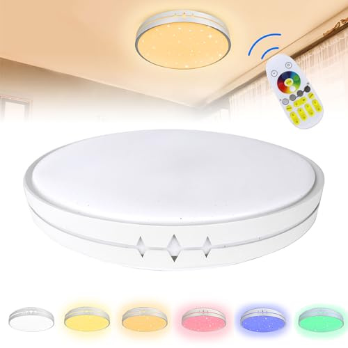 ACXIN LED Deckenleuchte Dimmbar RGB Farbwechsel 64W Deckenlampe mit Fernbedienung IP44 Wasserdicht Sternenhimmel Lampe für Wohnzimmer Schlafzimmer Flur Küche Büro