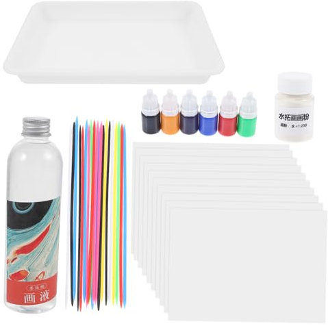 TOYANDONA 1 Satz Wasserreibendes Malset Marmorierungsfarbe Bastelmaterial Zum Ausmalen Marmorierungsset Malpigment Geschenke Kleinkind Auf Wässriger Basis Spielzeug Plastik