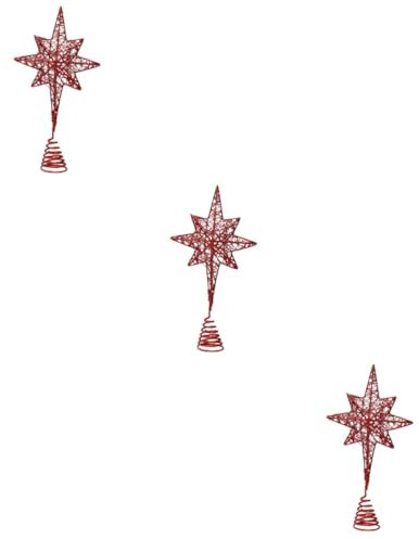 Warmhm 3 STK weihnachtsbaumspitze Stern Rotes Dekor Baumwipfelschmuck weihnachtsdeko Tannenbaum Baumspitze Eisenstern Weihnachtsbaum Stern aushöhlen schmücken Dekorationen Zylinder