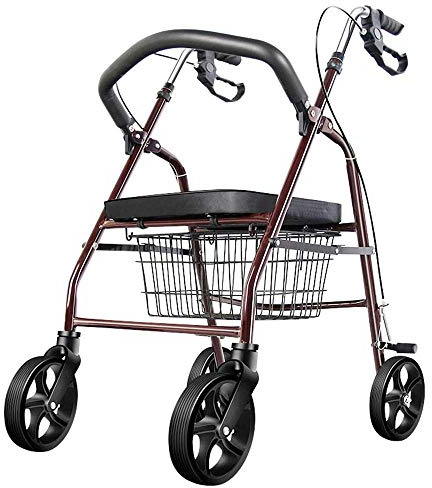 4-Hjuls Gångram, Lättviktsrullator Med Fyrhjulig Rollator Med Vadderad Sits, Ergonomiska Handtag Och Bärväska, Matinköpsgator