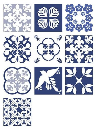 Fliesenaufkleber Blaue Blume Selbstklebende Klebefliesen, Wandfliesen Aufkleber,Wasserdicht Fliesensticker Fur Kuche Badezimmer Dekorative Stickerfliesen,Wohnzimmer Dekoration15X15Cm