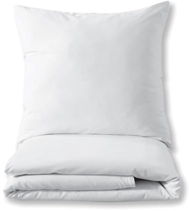 Mixibaby Luxuriöses Bettset aus Mako-Satin 100% Baumwolle 135x200 155x220 200x200 200x220, Größe:135 x 200 cm, Farbe :Weiß