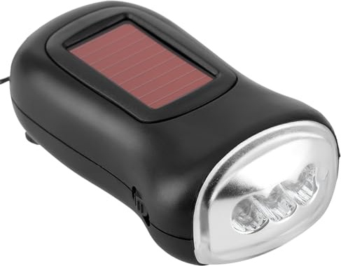 Lampe de Poche Solaire LED Rechargeable, Torche de Secours Alimentée par Dynamo à Manivelle pour le Camping en Plein Air et l'escalade