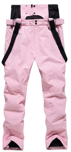 LOIJMK Pantalones de esquí para mujer, resistentes al agua: pantalones de nieve, pantalones de trekking con tirantes, traje de nieve, pantalones funcionales, pantalones de snowboard para invierno,