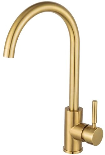 Grifo de cocina de acero inoxidable dorado, grifo de lavabo de oro cepillado, grifo de cocina mixto de agua fría y caliente, redondo dorado