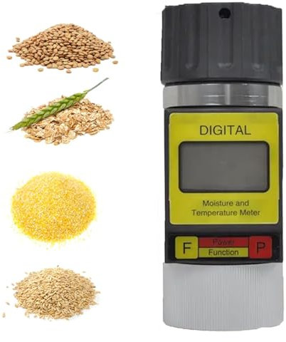 URJWAN Misuratore di umidità dei Cereali Tester Intelligente di umidità dei Cereali per 25 Test di umidità dei Cereali Frumento di Colza Orzo Primaverile Fagiolo di Campo Mais Orzo Invernale