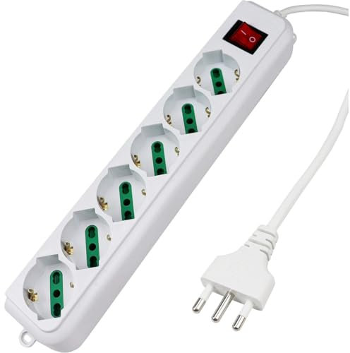 OISE ART STORE Trade Shop - Multipresa Ciabatta Elettrica A 6 Posti con Protezione Sovraccarico 250v 2500w -