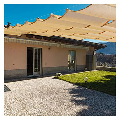 Toldo retráctil ondulado para exteriores con kit de montaje para patio, cafetería, jardín, terraza, toldo, pérgola, toldo ondulado, laterales personalizables, color beige