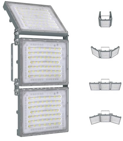 STASUN Mini-Serie 480W LED Flutlicht, 15000LM 6000K Außenstrahler, Tageslichtweiß, IP66 Wasserdicht, 3 verstellbare Köpfe, LED Sicherheitsbeleuchtung für Garten, Einfahrt, Garage, Terrasse
