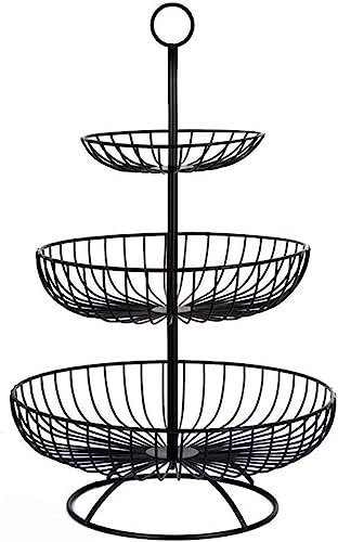 3 Tier Fruit Basket Bowl - Countertop Fruit Stand for Kitchen, Separable Hanging Basket - Vegetable and Produce Storage Bin Display Stand