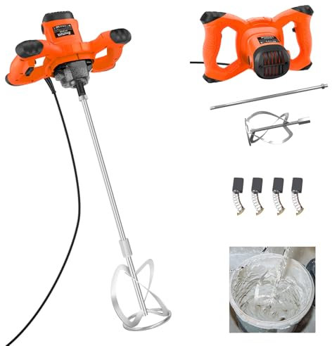 Concrete Mixer Machine Paddle Mixer, 2800W Handheld Paddle Mixer 1700 U/min Electric Power Plaster Mixer, Safety Switch and 6 Speed Gear Adjustable Paint Mixer for Mixing Plaster, Paint, Mortar, Glue