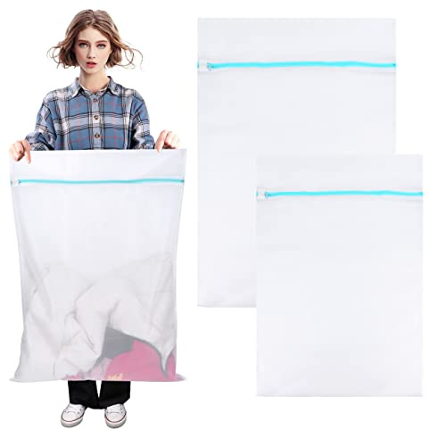 Sacchetti Lavatrice, 2 Pezzi Retina Lavatrice Extra Large, Borsa in Rete con Cerniera per Tende, Cappotti, Biancheria da Letto, Giocattoli di Peluche, Tappeti 60x80cm/90 * 110 cm