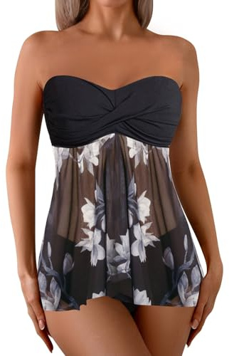 Badkläder Dam Tankini Sommar Plus Size Baddräkter Strandkläder Push Up Tankini Tvådelade Badkläder Elegant Baddräkt Dam Böjd Pool Strand Toppar Och Shorts, Silverton, XL