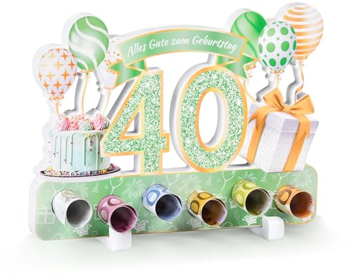 Yibat Geldgeschenke Verpackung zum 40 Geburtstag Frauen Männer Geldgeschenke, 40 Geburtstag Männer Frauen Aus Holz Deko, für Geburtstag Geschenk, Tischdeko Geburtstag Verwendet Werden