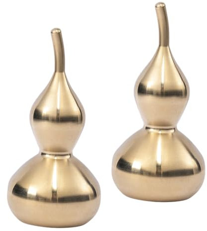 HOMOCONO 2pcs Chinese Style Brass Gourd Pendant Tabletop Decorative Gourd Statue for Home Office Prosperity Buddhist Supplies