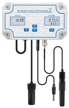 Wassertester, WiFi 3in1 Temp PH Salzgehalt Meter Controller Salzwasser Tester Smart Tuya Remote Online Monitor