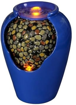Desktop-Brunnen, Blauer Feng-Shui-Tischbrunnen aus Keramik for Reichtum und Glück im Wohnzimmer oder Büro