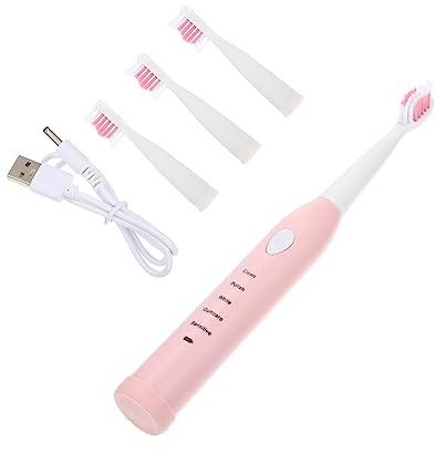 EXHUMKY Elektrische Zahnbürste Für Junge Mädchen Usb Aufladbar Wasserfest Mit Weichen Borsten Für Junge Mädchen Ab Jahren Ergonomisches Design in Rosa