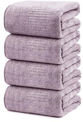 SEISSO Toallas de Baño de Fibra de Bambú, 4 Paquetes, 90x160 CM, Ultra Suaves, Súper Absorbentes y de Secado Rápido, para Hoteles, SPA, Baños, Morado
