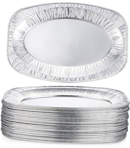 DEARMAMY 30 pièces Lot de Plaques Aluminium pour Barbecue Cuisson et Service Résistantes et Sûres pour Banquets et Pique