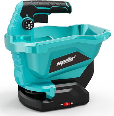 Mellif Akku Düngerstreuer für Makita Akku 18V, Streuwagen rasendünger mit 3,3 L Behälter, 8-stufige Saatkontrolle, 105-140° Streuwinkel einstellbar, 6-stufige Geschwindigkeiten (Ohne Akku)