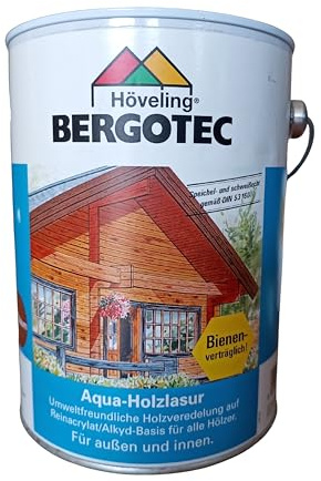 Bergotec Aqua Holzlasur 2.5 Liter Nussbaum, Innen und Auißen, Umweltfreundliche Holzveredelung auf Reinacrylat/Alkyd-Basis für alle Hölzer,