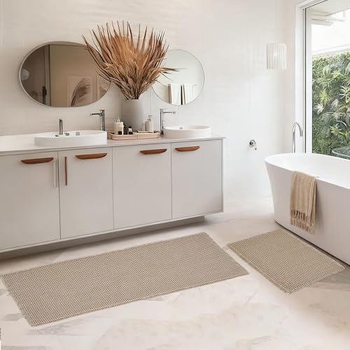 LURICO Set di 2 Tappeto Bagno, Tappeti Bagno, Tappeto Cucina, Tappetini da Bagnos, Tappetino Bagnos Assorbente, Tappetino Antiscivolo, Lavabile in Lavatrice (40 x 60 cm, 50 x 120 cm)