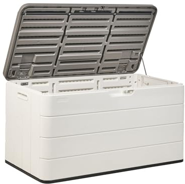Beliani Aufbewahrungsbox Kunststoff 116 x 60 cm weiß Gartentruhe Outdoor Kissenbox Milies